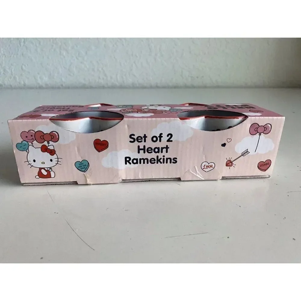 Set‎ Of 2 Sanrio Hello Kitty Valentine Heart Shaped Ramekins Love Sunglasses NEW
